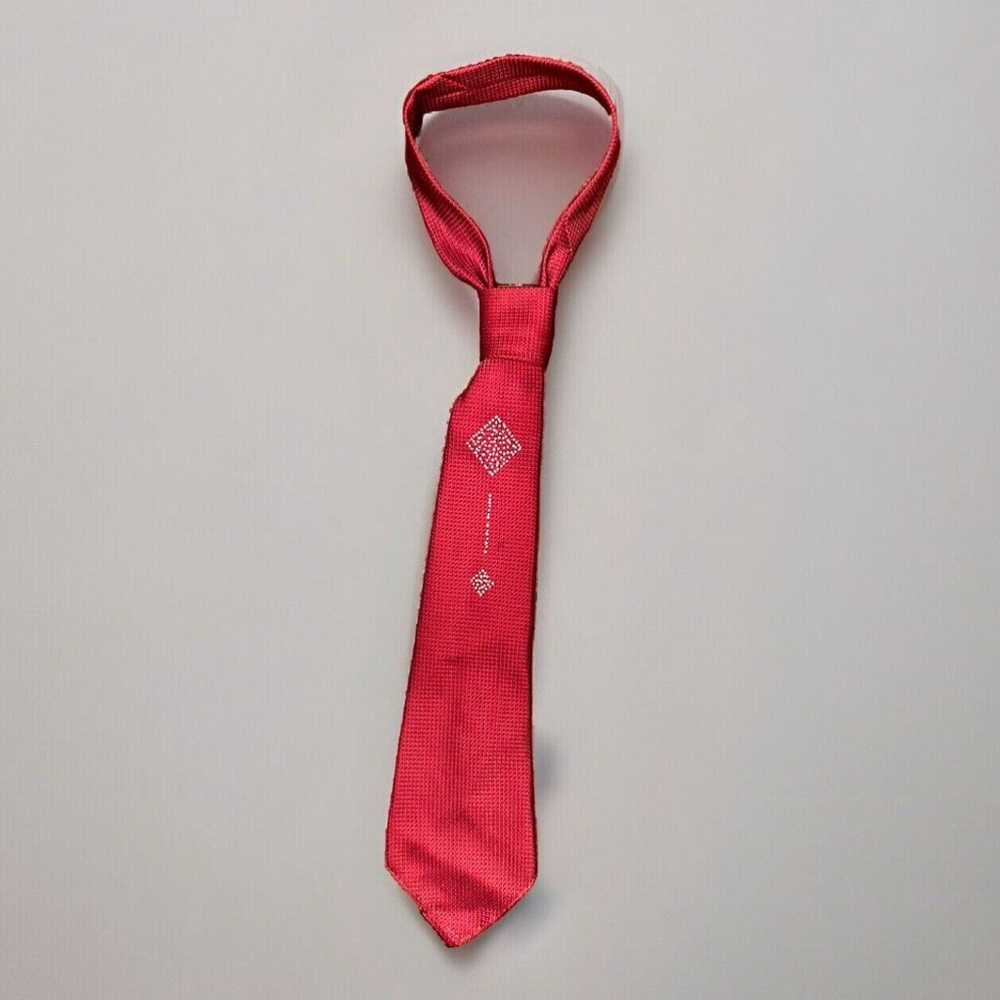 Vintage Men’s Sherman Nylon Necktie - Burgundy With Abstract Accent 1940s